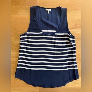 Joie Navy and White Striped Scoop Neck Tank